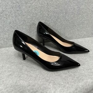 Marc Fisher Abodez Black Patent Pointed Toe Kitten Heel Pumps Womens Size 6M